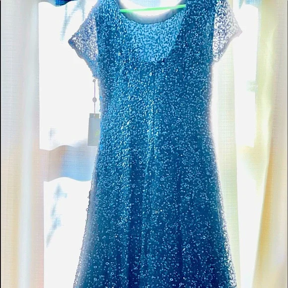 adrianna papell midnight blue dress Adrianna Papell
